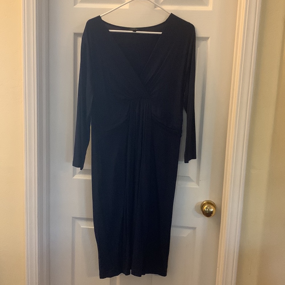 Talbots twist-front jersey navy dress Sz L